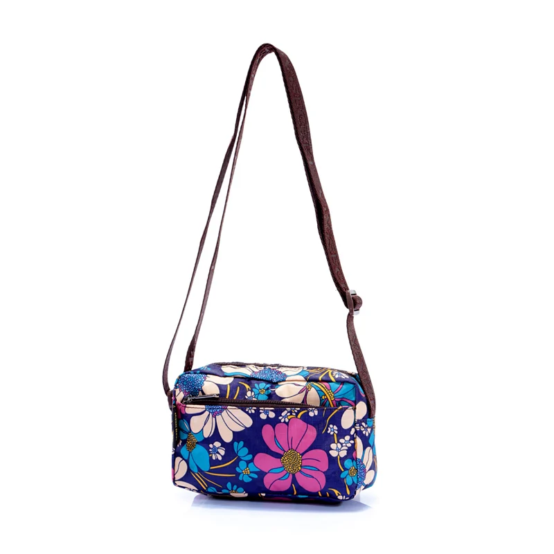 Модные женские водонепроницаемые нейлоновые сумки-мессенджеры из мультфильма ЦУМ цветок сумки через плечо Маленькие дамские дизайнерские сумки - Цвет: Purple flower