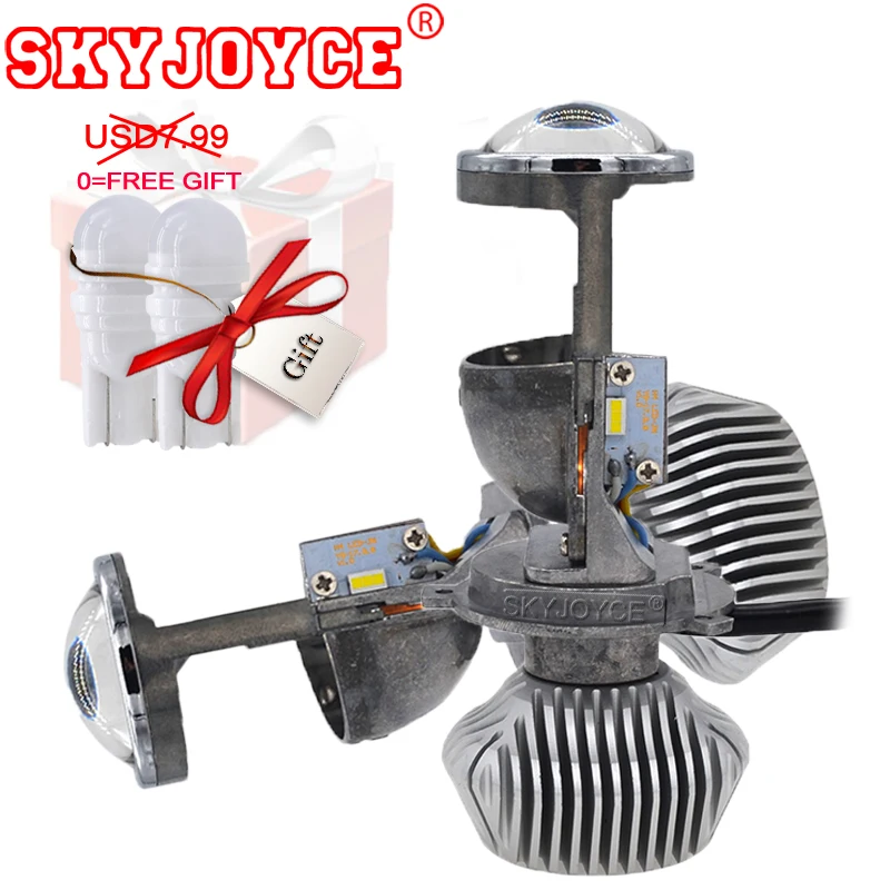 SKYJOYCE Mini LED Projector Lens H4 LED Headlight Bulbs LED Conversion Kit H4 LED Bulb Light Lamp HiLo Beam Headlight LHD H4