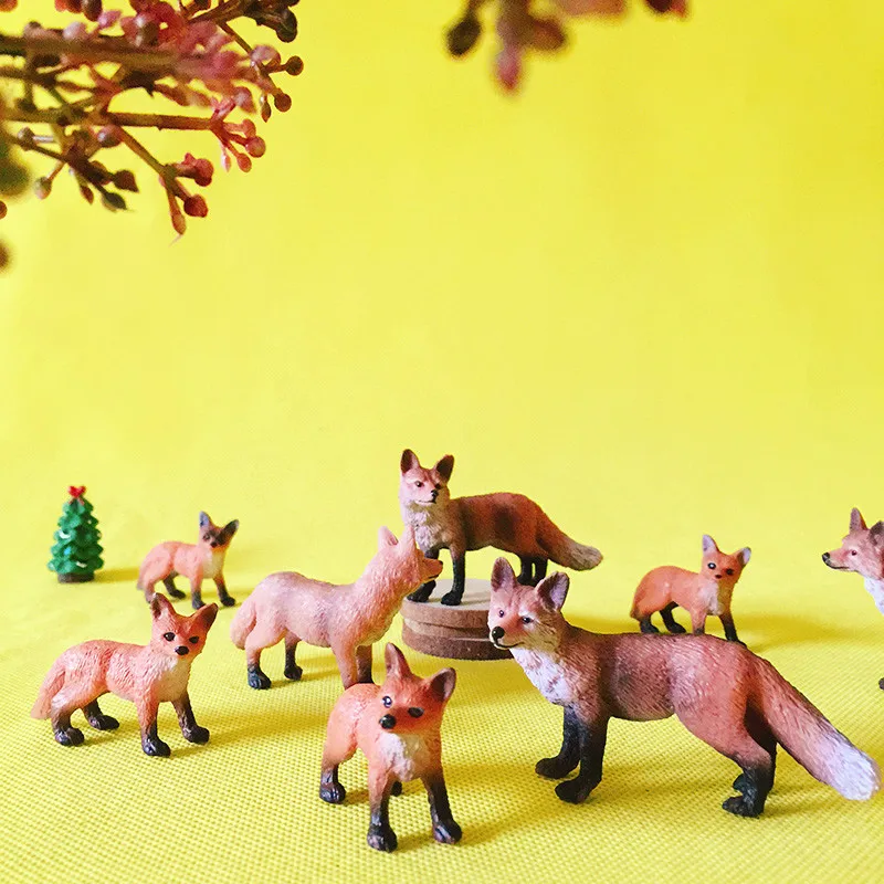 

10Pcs/fox/animals miniatures/lovely cute/fairy garden gnome/moss terrarium decor/crafts/figurine/statue/diy supplies