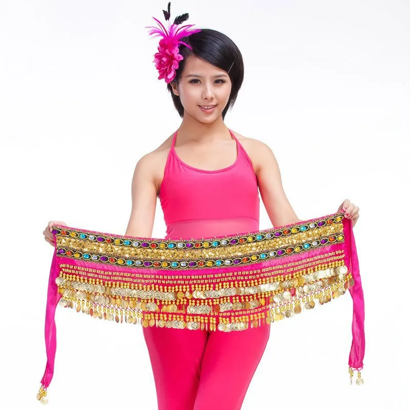 YI NA Шэн WU для женщин Дешевые монеты, живот 248 танец хип шарф новый танец живота талии ремни для продажи 9 цветов доступны