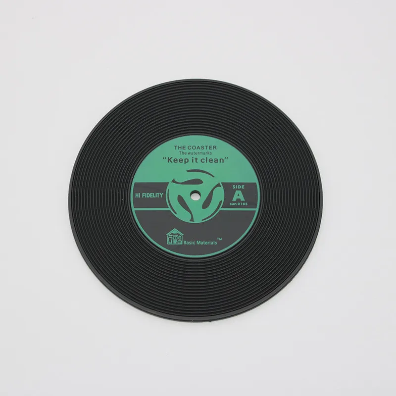Green Коврик для чашки Ретро CD запись кофейная чашка чайная чашка коврики Нескользящие подушечки креативные керамические чашки коврики - Цвет: Green