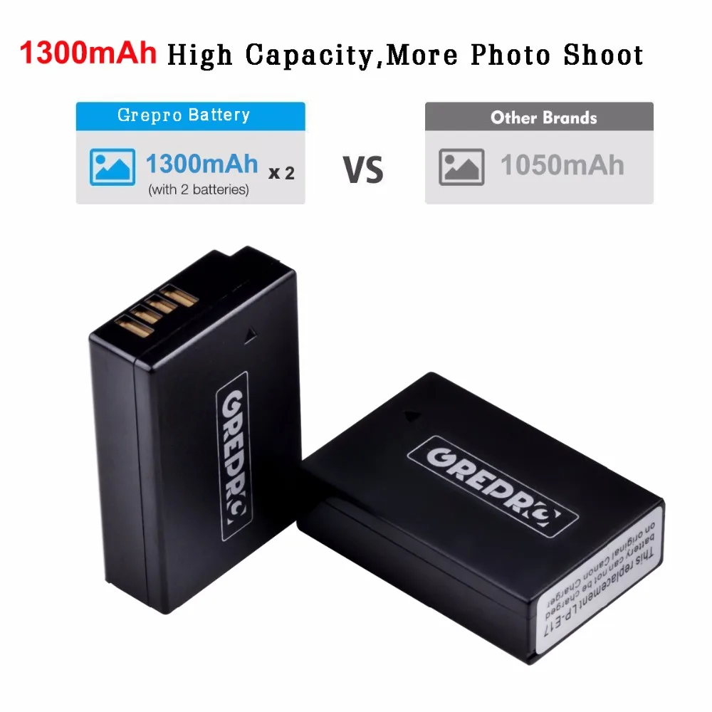 2pcs 1300mAh LP-E17 Camera Battery LPE17 LP E17+LCD Dual Charger for Canon EOS M3 M5 M6 750D 760D T6i T6s 800D 8000D Kiss X8i