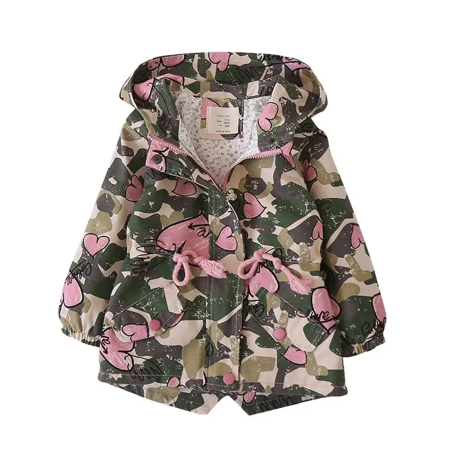 

Jacket For Girls Fashion Camouflage Children's Windbreaker For Girls Coats 2018 Autumn Love Printed Jean Jacket Clothes For Girl