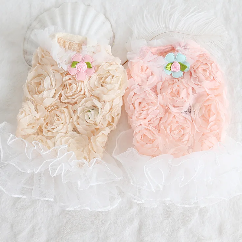 

Pet Dog Wedding Dresses Rose Sweety Puppy Prince TuTu Dog Clothing For Small Dogs French Bulldog Jackets Dog Costume Coats