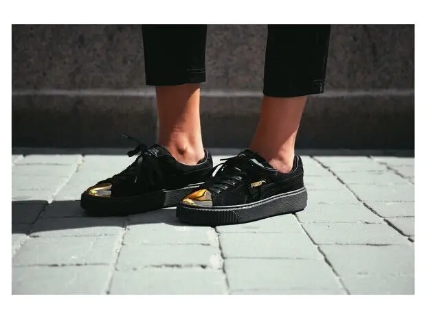 puma suede platform sneakers black