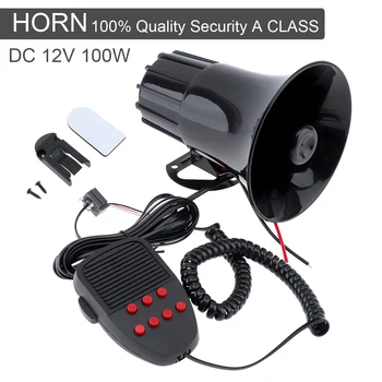 

100W 12V 7 Sounds Speaker Warning Alarm Police Fire Siren Horn Loud Sound 105db with MIC Microphone Fit for Car / Truck