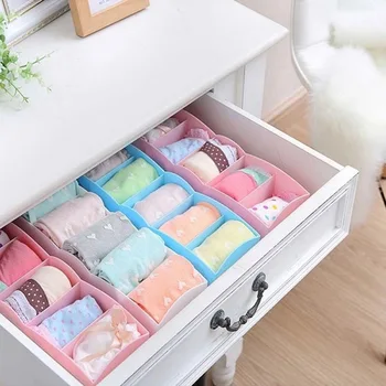 

LASPERAL 1PC Closet Storage Box Organizer 5 Grids Socks Bra Underwear Organizer Wardrobe Plastic Makeup Storage Box Desktop