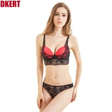 DKERT, новинка, сексуальные женские стринги, кружевной комплект с бюстгальтером, пуш-ап, женское нижнее белье, набор трусиков, черный, белый