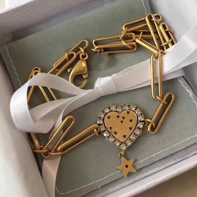 

Hot Brand Fashion Jewelry For Women Gold Color Heart Star Neckalce Gold Color Heart Necklace Cute Pendants Hot Party Necklace