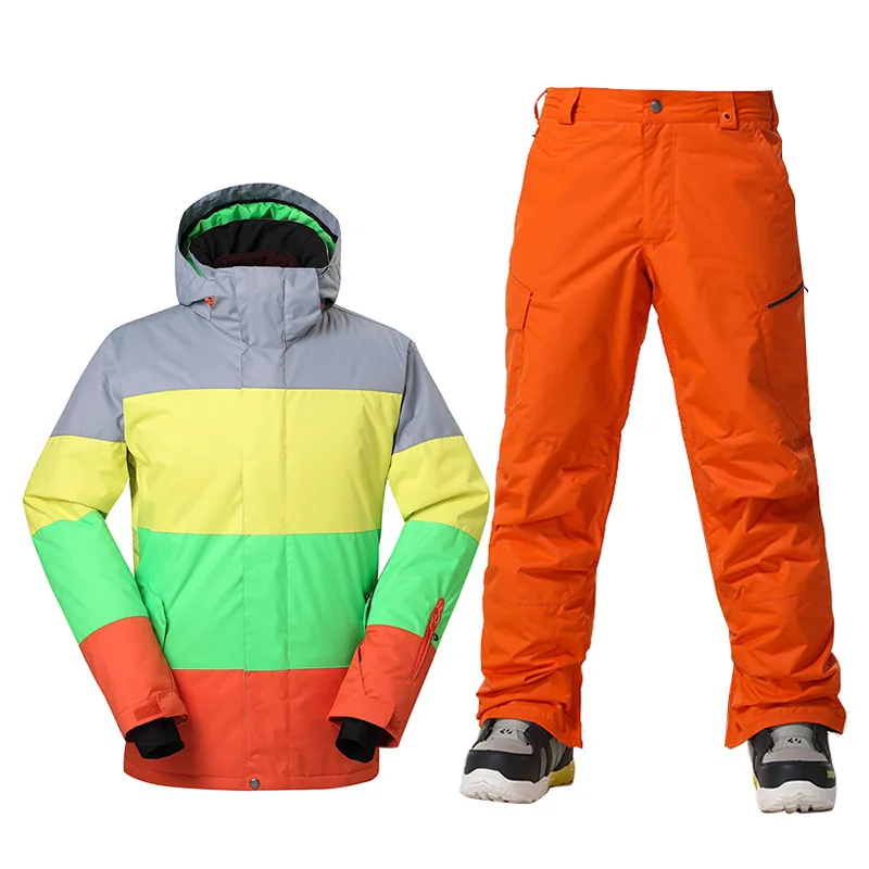 GSOU SNOW Brand Winter Ski Suit Men Ski Jacket Pants Waterproof