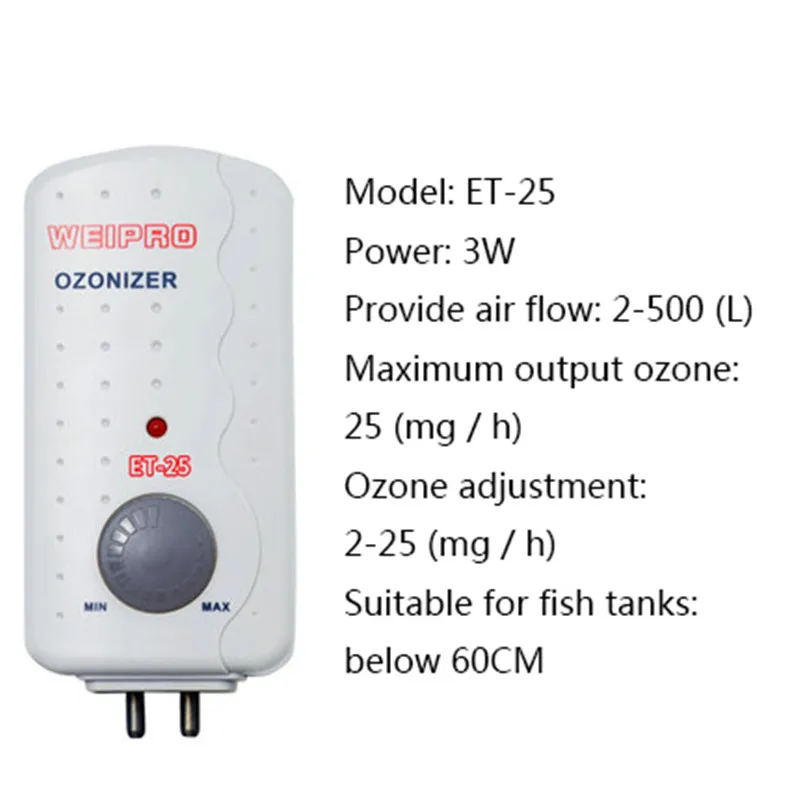 Регулируемый аквариумный озонатор аквариум генератор озона стерилизации WEIPRO ET-25 ET-50 ET-100 ET-200