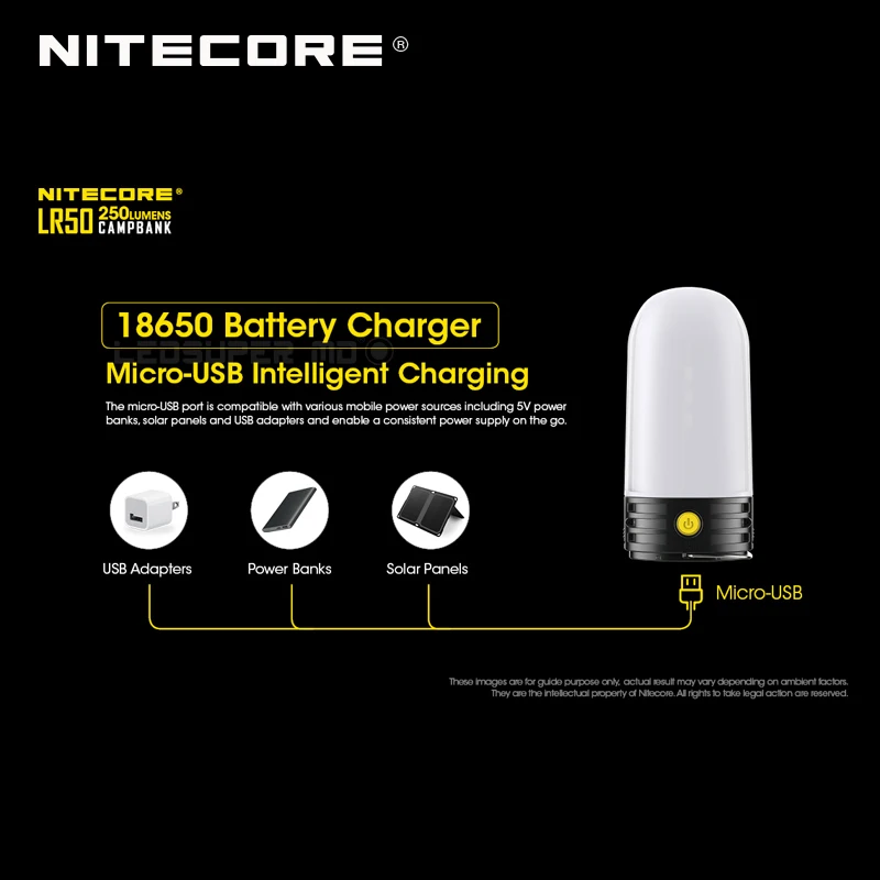  3 in 1 NITECORE LR50 Campbank as Power Bank + Camping Lantern + Battery Charger