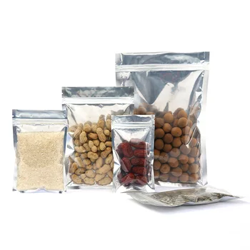 

Bags 100pcs In/ 10sizes Front Clear/back Aluminum Foil Zipper Lock Bag Self Seal Food Storage Retail Packaging Pouch Package
