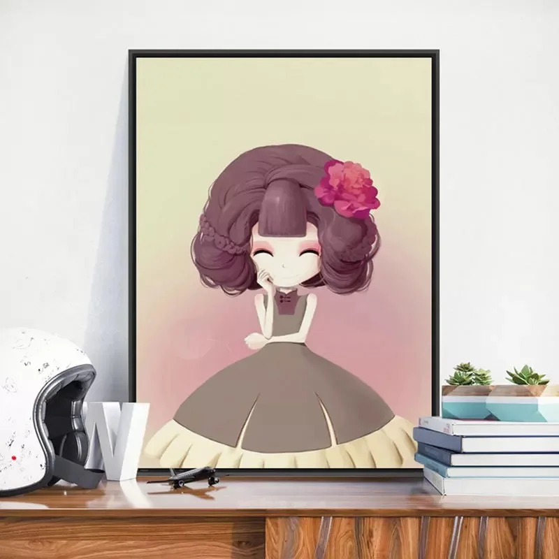 Cartoon Doll Wall Art Nordic Poster Pictures Canvas Painting For Living Room Baby Girl Room Home Decor Nursery Gift Unframed