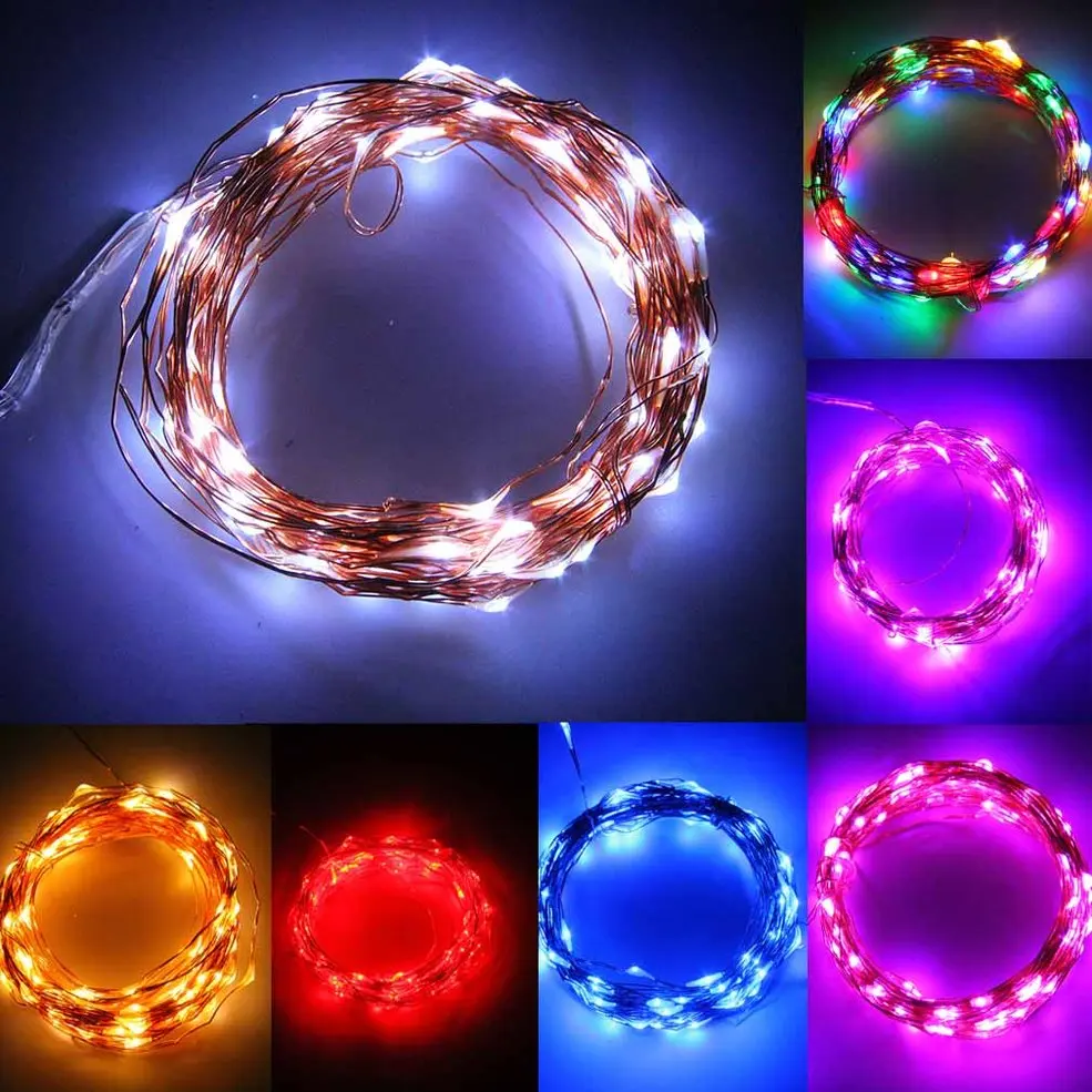 

10 pcs 10M 100LED Copper Wire Xmas Wedding String Fairy Light Lamp Battery Operated Wram White