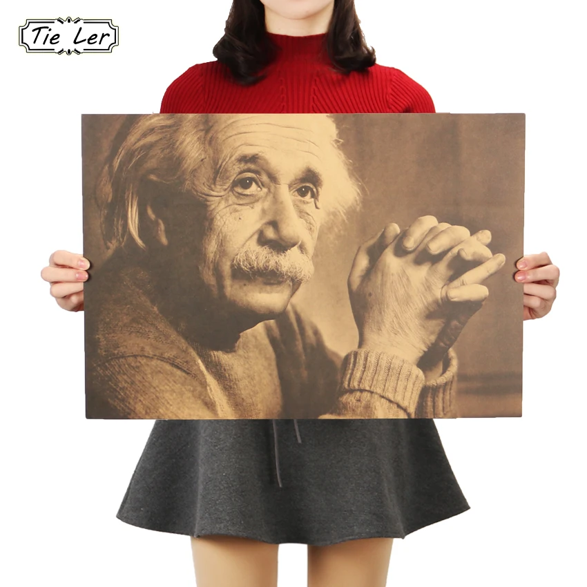 Галстук Лер воображение более важно, чем знания Альберт Эйнштейна Ретро плакат крафт-бумага декоративные наклейки на стену 51x36 см