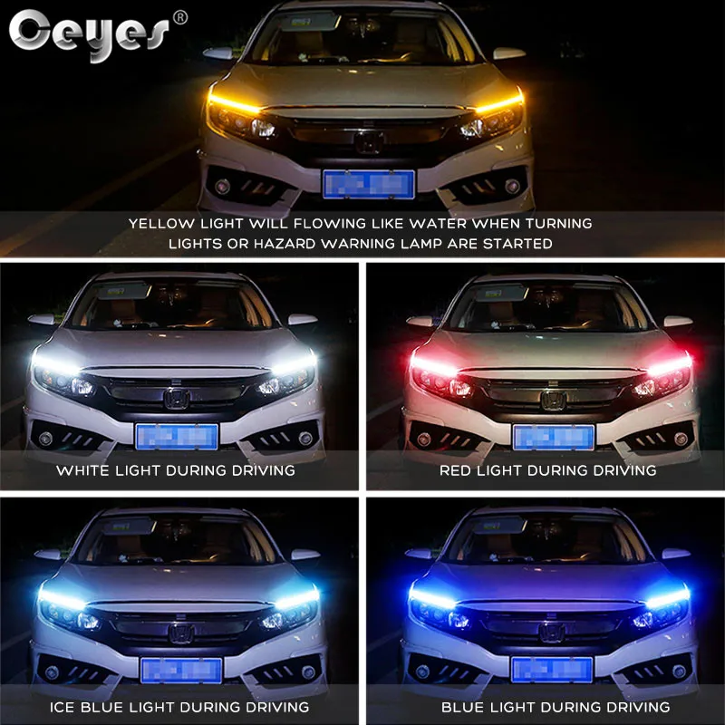 Car Day Light Led DRL Strip Lamp Headlight Daytime Running Lights Flowing (13)