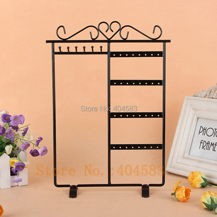  Black Painted Steel Earring Display Stand Necklace Display Stand Jewelry Display Holder 6 hooks 32 