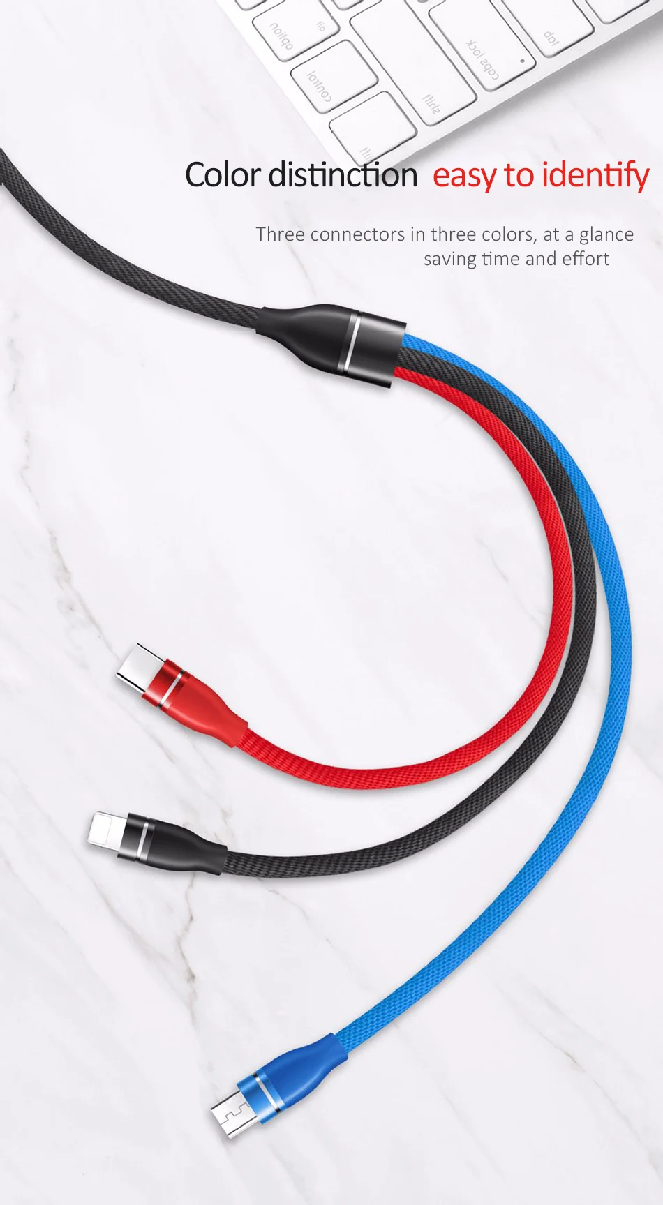 NOHON Universal 3 In 1 Lighting Charger Cable For iPhone X 7 8 6 Plus Micro USB Type C For Samsung Xiaomi 5 Fast Charging Cables (5)
