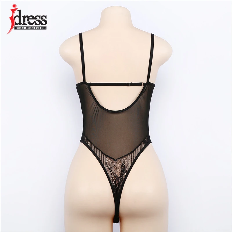 IDress Deep V Neck Lace Sexy Bodysuit Black Backless Strap Women Bodysuits 2017 Summer Short Elegant Jumpsuit Women Rompers (14)