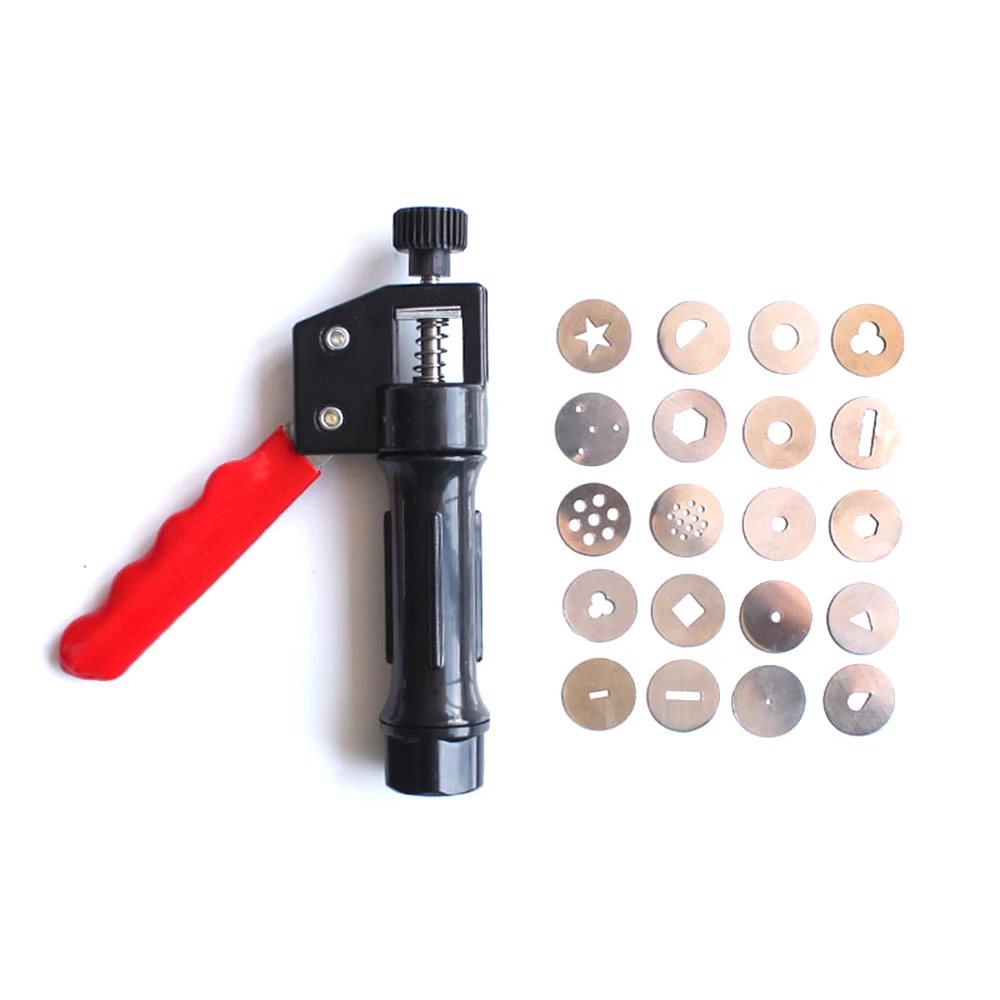 

Useful Sugar Paste Extruder Craft Gun Stainless Steel with 20 Tips Sugar Craft Fondant Cake Sculpture Polymer Clay Tools