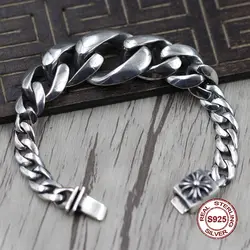 S925Men's bracelet in Sterling Silver личность тенденция властная крест градиент кольцо панк-стиль ретро классический отправить подарок