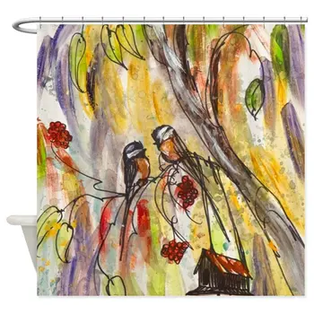 

Custom Modern Love Birds Decorative Fabric Shower Curtain