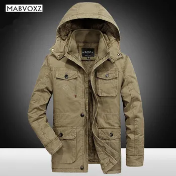 

Winter Snow Cold Men Jackets and Coats Parkas Thick Warm Windbreaker Long Style Brand AFSJEEP 100% Cotton Pockets Military