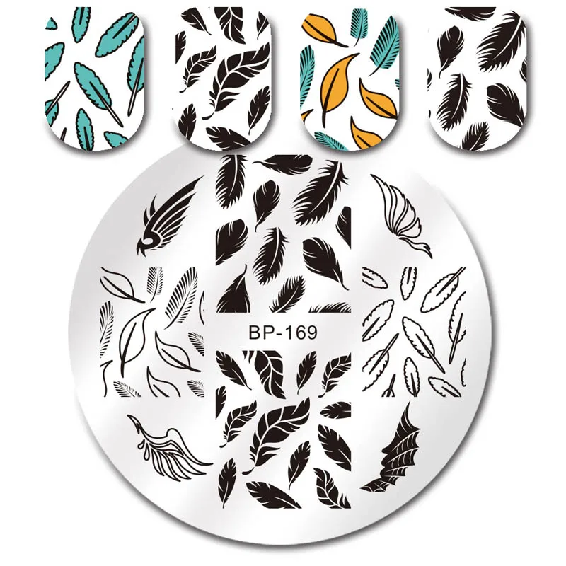 BORN красивый, Круглый гвоздь штамп пластины цветок пространство Спорт Сода дизайн животных маникюрная пластина с изображениями для нейл-арта 11 моделей