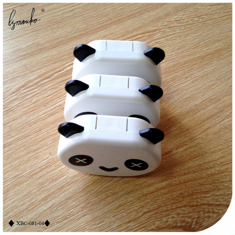 Lymouko Lovely White Color Panda Design Holder Contact Lens Case with Mirror Portable Container Lenses Box for Women