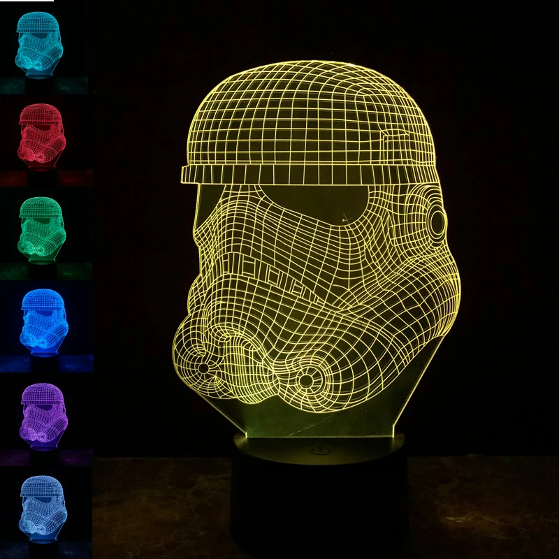 3D Звездные войны светится в темноте игрушки Дарт Вейдер светодиодный визуальный светильник 7 цветов Luminaria Рождество Домашний Декор дети подарки на день рождения