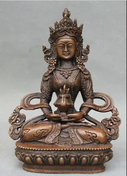 

YM 322 Tibetan Buddhism Bronze Amitayus longevity God Goddess Buddha Statue