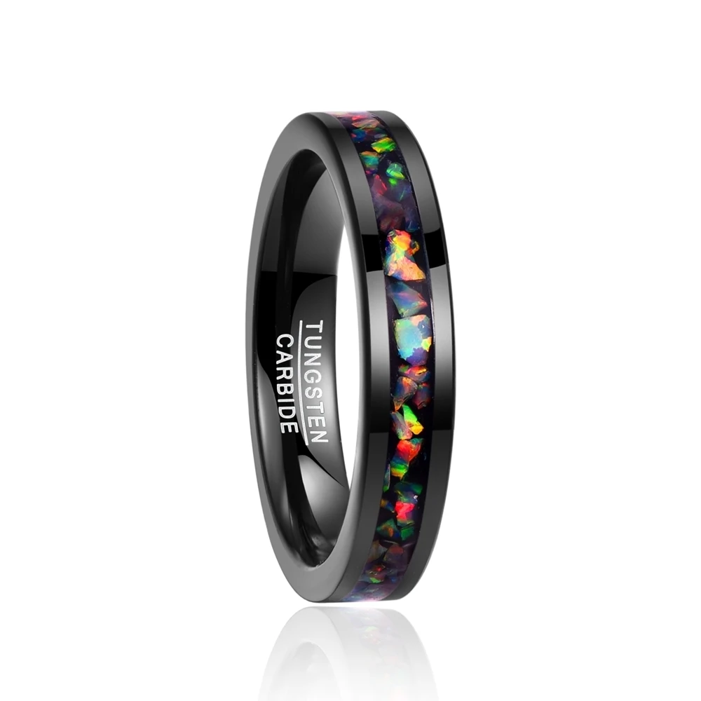 

Black Color 4mm Inlaid Opal Plated Carbide Tungsten Ring Fashion Desgin Wedding Jewelry For Men 2018