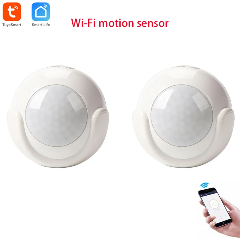 Online Tuya WiFi Sensor de movimiento PIR Detector de alarma de casa Sistema de Mini forma de Sensor PIR detector de infrarrojos compatible con IOS y Android