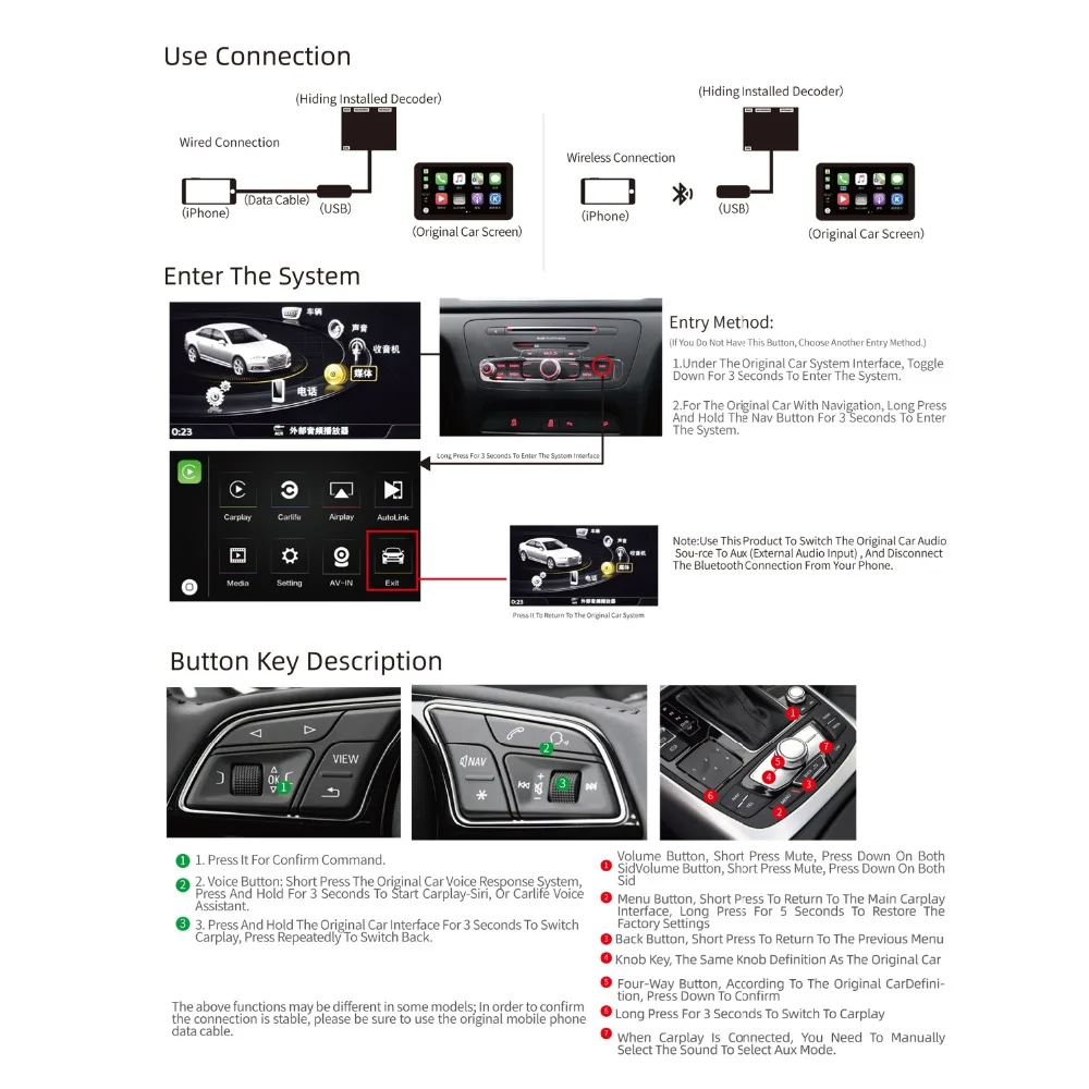 Discount Wireless CarPlay, for Audi A4 A5 Q5 Q7 MMI 3G/3G+ muItimedia interface CarPlay & Android auto Retrofit Kit 6 Discount Wireless CarPlay, for Audi A4 A5 Q5 Q7 MMI 3G/3G+ muItimedia interface CarPlay & Android auto Retrofit Kit 6