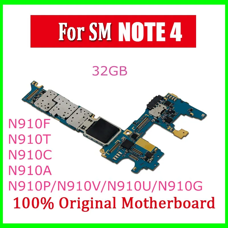 

32GB Motherboard For Samsung Note 4 N910F Original Unlocked Europe Version for Note 4 N910F Mainboard Android OS Logic Board