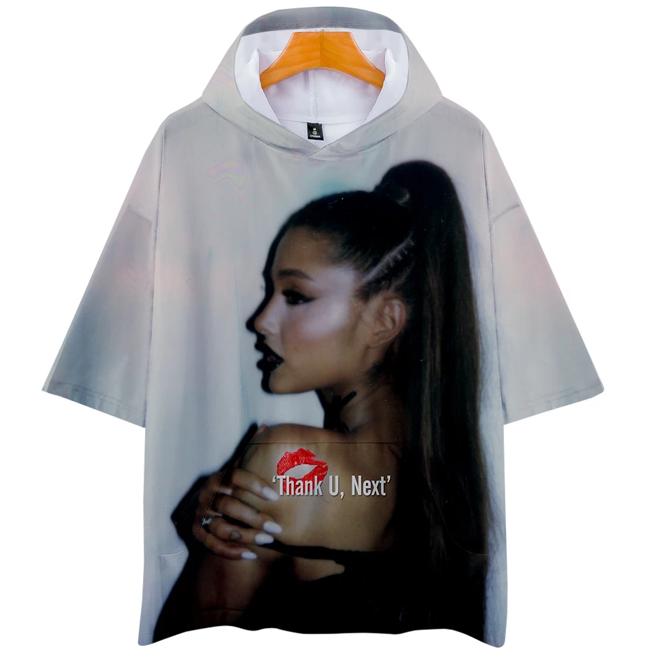 

LUCKYFRIDAY 3D Ariana Grande print Hoodies Women and Men Clothes 2019 Casual Hot Sale Short Sleeves Hooded Kpop Plus Size 4XL