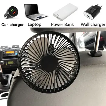

Universal 5 inch Car Back Seat Headrest Three Speed 5V USB Fan With Switch Air Cooling Fan for Home Travel Car Truck Headrest D