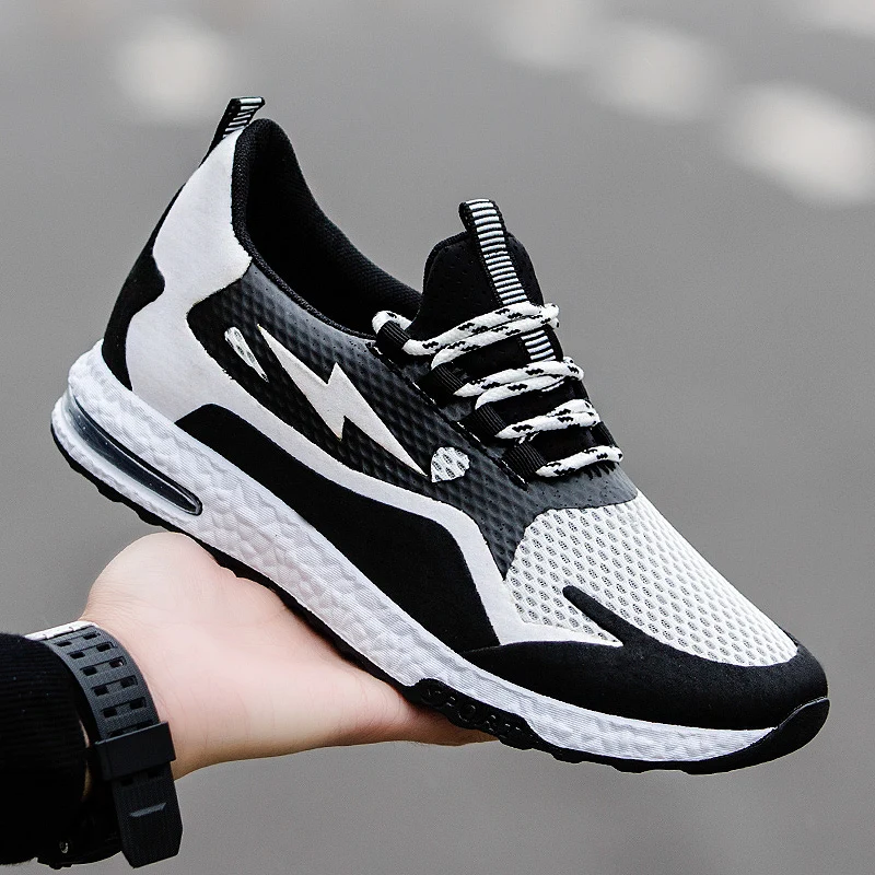 

Adult Black White Blue High Quality Light Soft Shoes 2019 Lace-up Sneakers Men Mesh Casual Shoes Mens Comfortable Shoes