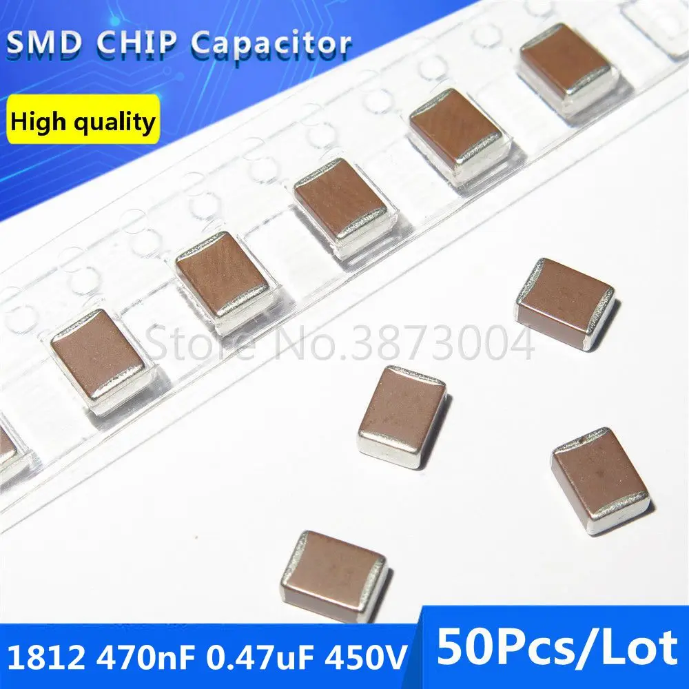 

50pcs 1812 4532 470nF 0.47uF 450V 10% Thick Film Chip Multilayer Ceramic Capacitor