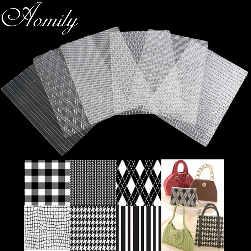 

Aomily 6Pcs/Set Lattice Handbag Stripe Fondant Cake Molds Transparent Plastic Textured Sugar Crafts Sheet DIY Home Baking Tools