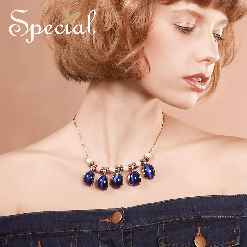 

Special Brand Fashion Ceramic Beaded Maxi Necklace Women Cats Eye Necklaces & Pendants Luxury Jewelry Gifts S1715N