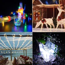 Красочные украшения свадебные солнечные Медные провода с подсветкой строка вечерние Декор эффектный с 100 светодиодный бусинами Прямая