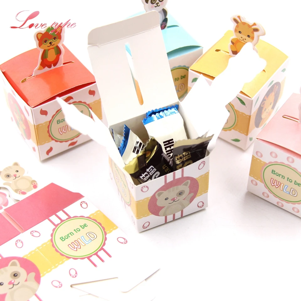 10 шт милые Мультяшные животные конфеты подарочная коробка DIY бумажная коробка для детского душа сувениры дети подарок конфеты коробка дети день рождения поставки