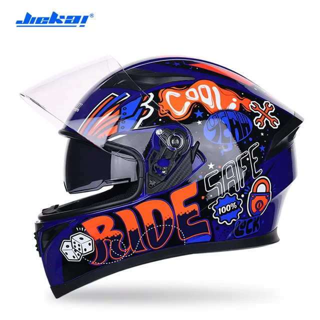 JEIKAI Motorcycle Helmet Casco Moto Motorbike Double Lenses Full Face