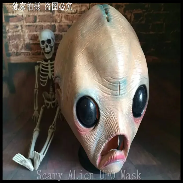 

Halloween Party Cosplay UFO Mask Roswell Area 51 Big Eye Alien Head Mask Party Cosplay Costume Tricky Prop Ghost Head Mask Toy