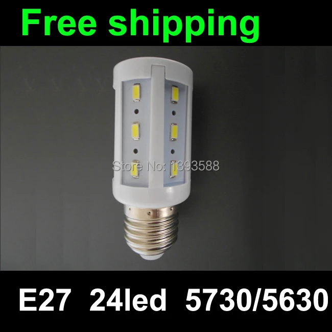 

led lamp e27 220v 24led SMD5730 led lam Warm white/white LED Corn Light free shipping