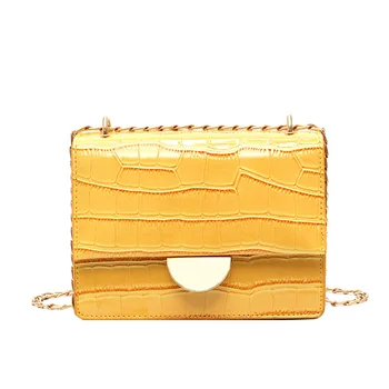 

NEW-Pu Leather Ladies Messenger Bag Ladies Wild Shoulder Messenger Bag Fashion Solid Color Stone Chain Bag
