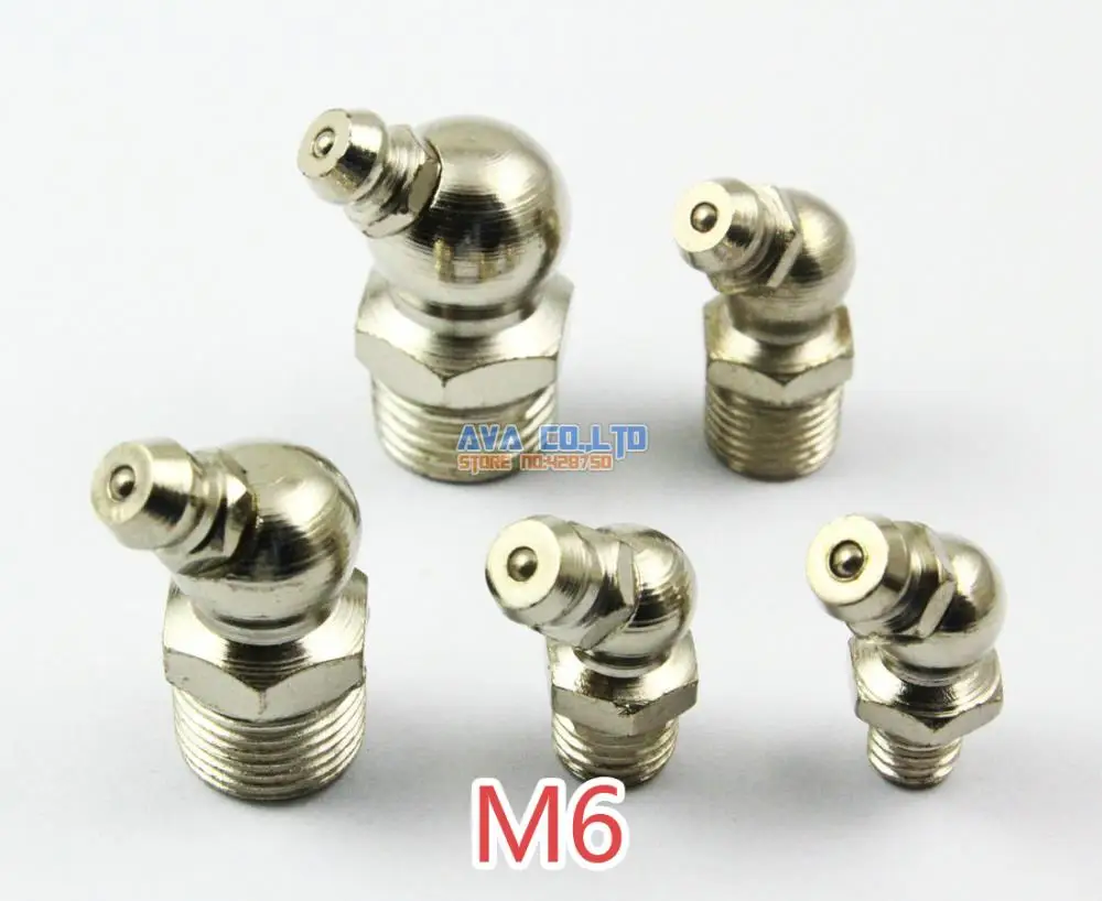 

20 Pieces M6 Nickel Plated Iron 45 Degree Grease Zerk Grease Nipple Fitting
