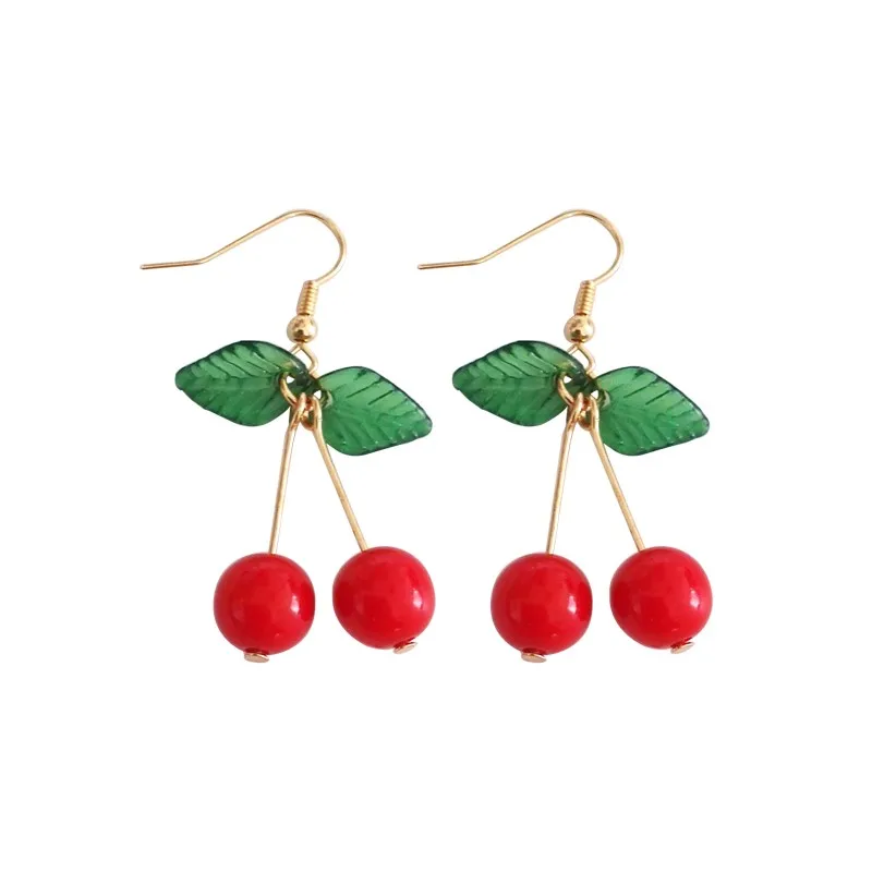 HTB1DQSXSFXXXXa9XXXXq6xXFXXXe - hot red Cherry earrings eardrop Sweet fruit fresh cherry eardrop female fashion youth beautiful girl students earrings for women